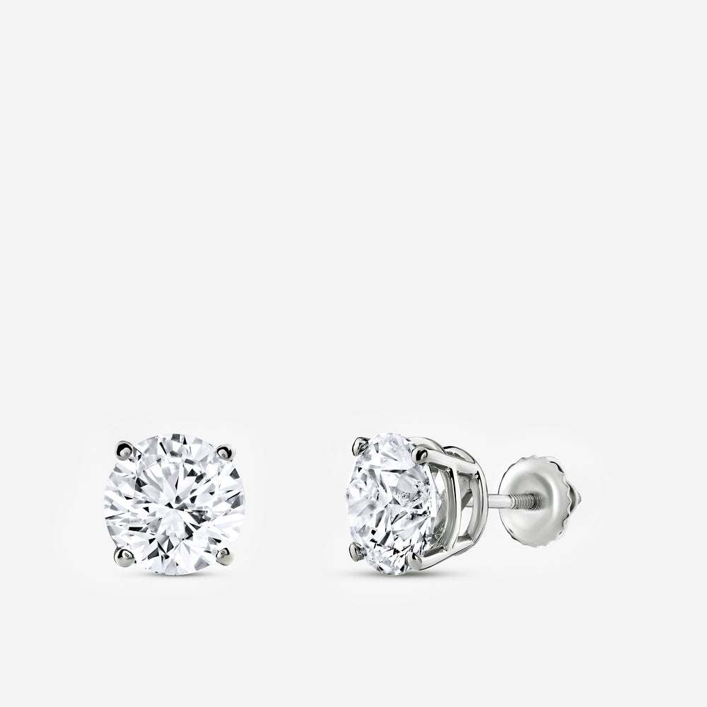 Gilded 6 Carat Lab-Grown Diamond Round-Shaped Classic Solitaire Studs