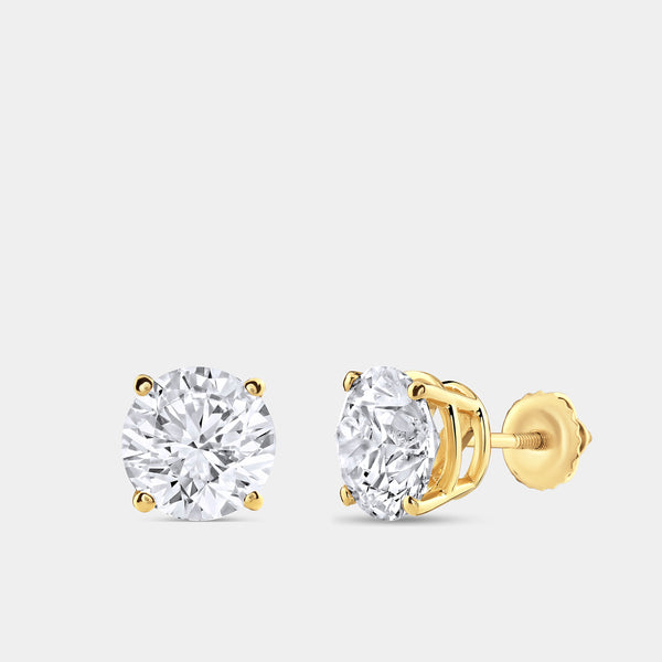 6 Carat Lab-Grown Diamond Round-Shaped Classic Solitaire Studs — GILDED New York