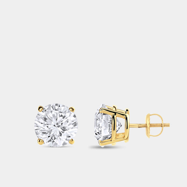 6 Carat Lab-Grown Diamond Round-Shaped Classic Solitaire Studs — GILDED New York
