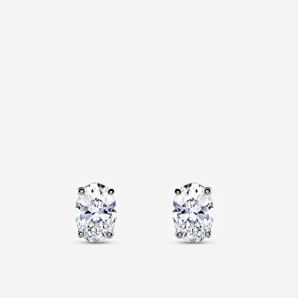 Gilded 5 Carat Lab-Grown Diamond Oval-Shaped Classic Solitaire Studs