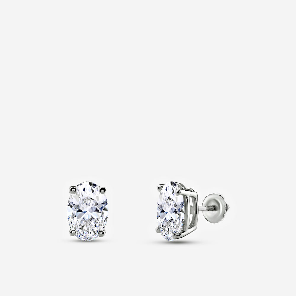 Gilded 5 Carat Lab-Grown Diamond Oval-Shaped Classic Solitaire Studs