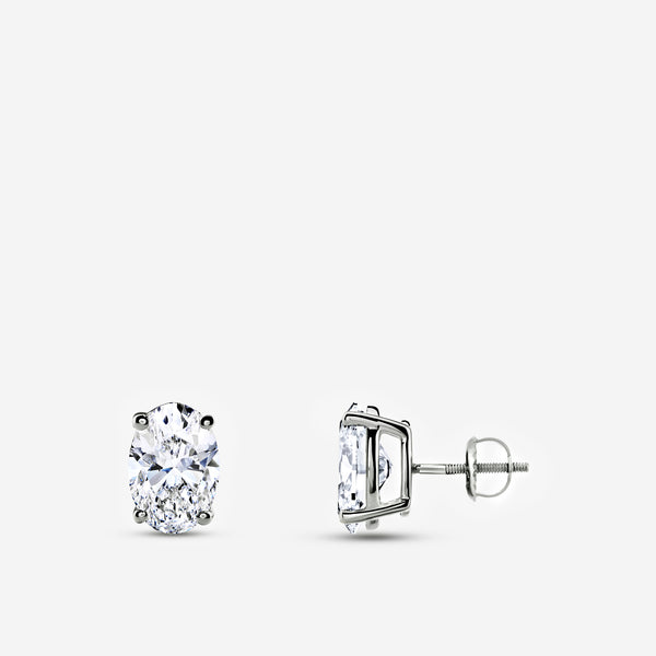 5 Carat Lab-Grown Diamond Oval-Shaped Classic Solitaire Studs — GILDED New York