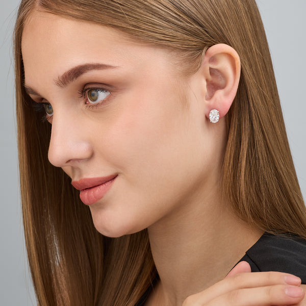 5 Carat Lab-Grown Diamond Oval-Shaped Classic Solitaire Studs — GILDED New York