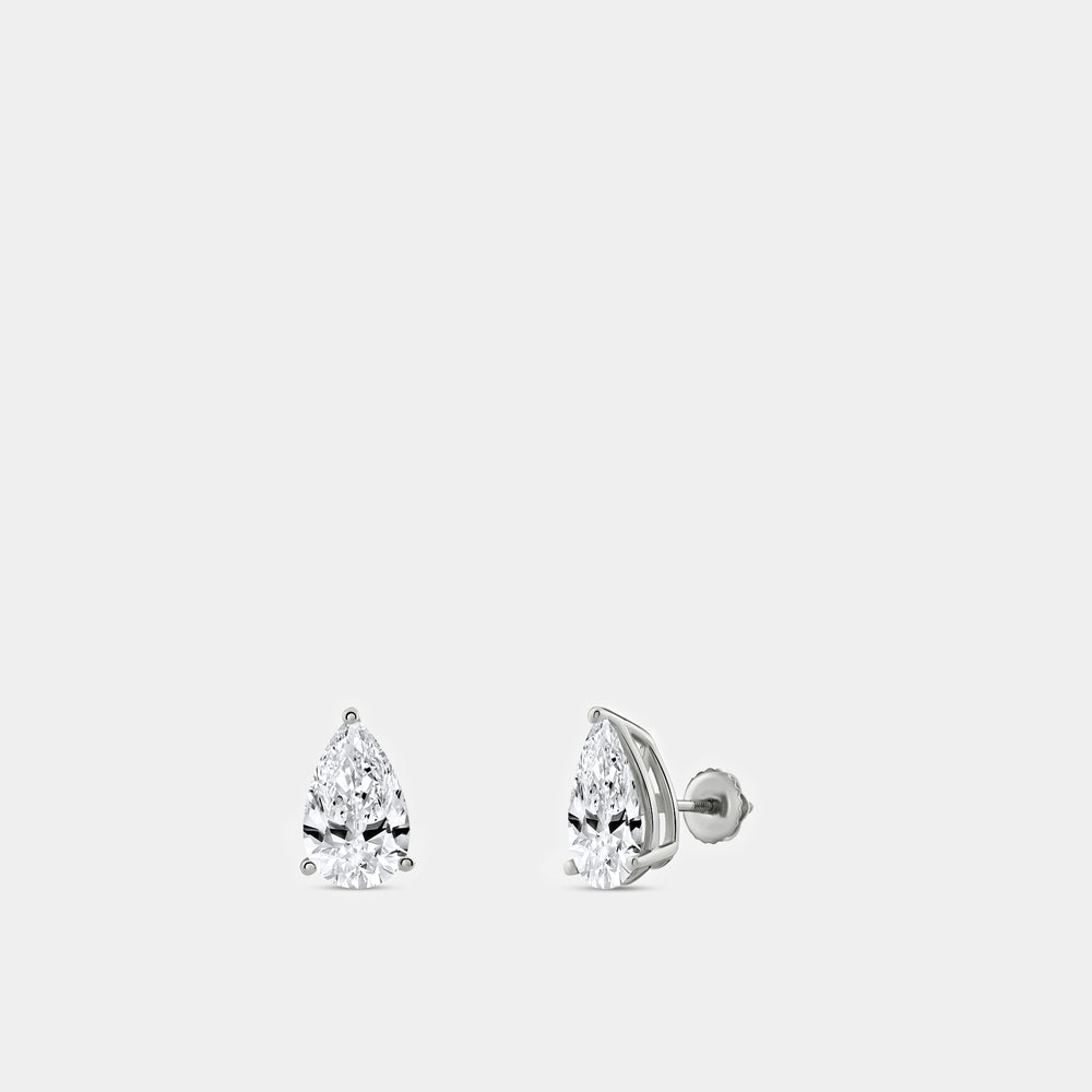 Gilded 5 Carat Lab-Grown Diamond Pear-Shaped Classic Solitaire Studs