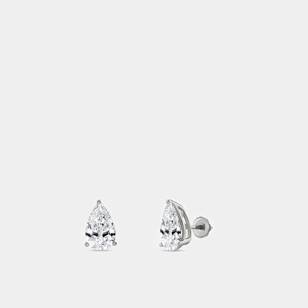 5 Carat Lab-Grown Diamond Pear-Shaped Classic Solitaire Studs — GILDED New York