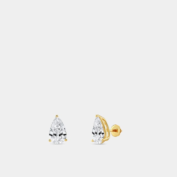 5 Carat Lab-Grown Diamond Pear-Shaped Classic Solitaire Studs — GILDED New York