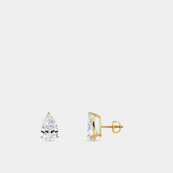 5 Carat Lab-Grown Diamond Pear-Shaped Classic Solitaire Studs — GILDED New York