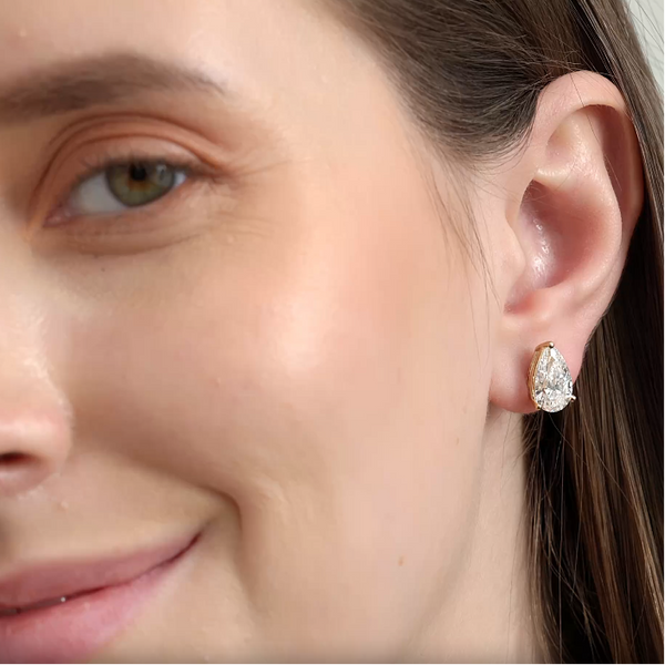 5 Carat Lab-Grown Diamond Pear-Shaped Classic Solitaire Studs — GILDED New York