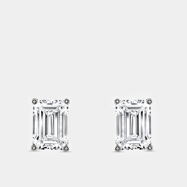 5 Carat Lab-Grown Diamond Emerald-Cut Classic Solitaire Studs — GILDED New York