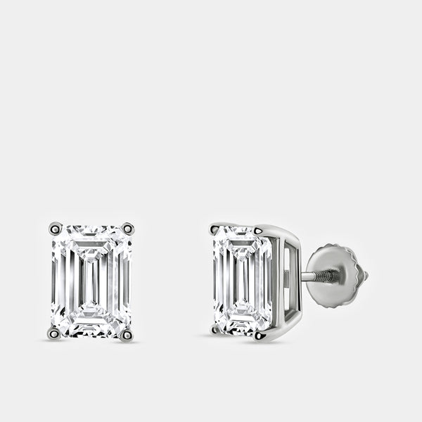 5 Carat Lab-Grown Diamond Emerald-Cut Classic Solitaire Studs — GILDED New York