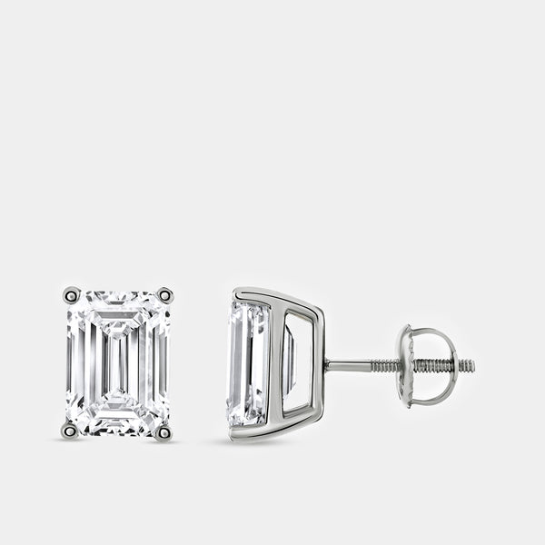 5 Carat Lab-Grown Diamond Emerald-Cut Classic Solitaire Studs — GILDED New York