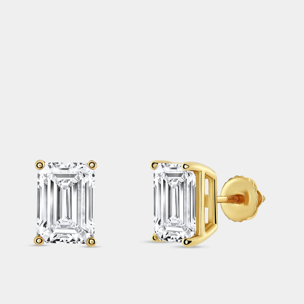5 Carat Lab-Grown Diamond Emerald-Cut Classic Solitaire Studs — GILDED New York