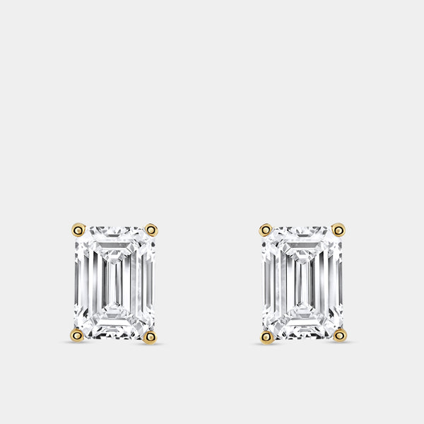 5 Carat Lab-Grown Diamond Emerald-Cut Classic Solitaire Studs — GILDED New York