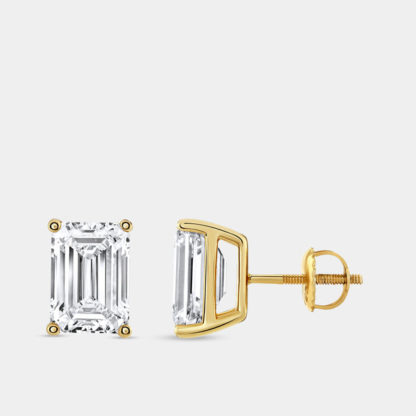 5 Carat Lab-Grown Diamond Emerald-Cut Classic Solitaire Studs — GILDED New York