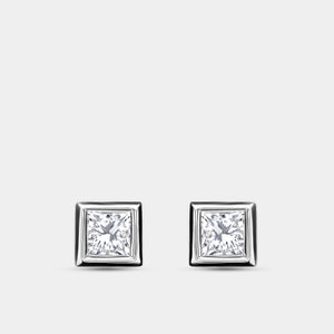 Gilded 1/2 Carat Lab-Grown Diamond Princess-Cut, Bezel-Set Solitaire Studs