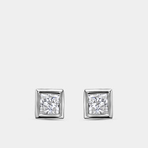 Gilded 3/4 Carat Lab-Grown Diamond Princess-Cut, Bezel-Set Solitaire Studs