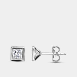 Gilded 3/4 Carat Lab-Grown Diamond Princess-Cut, Bezel-Set Solitaire Studs