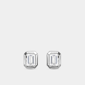 Gilded 1/2 Carat Lab-Grown Diamond Emerald-Cut, Bezel-Set Solitaire Studs