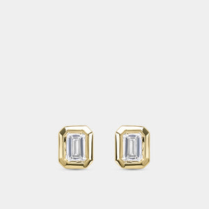 Gilded 1/2 Carat Lab-Grown Diamond Emerald-Cut, Bezel-Set Solitaire Studs