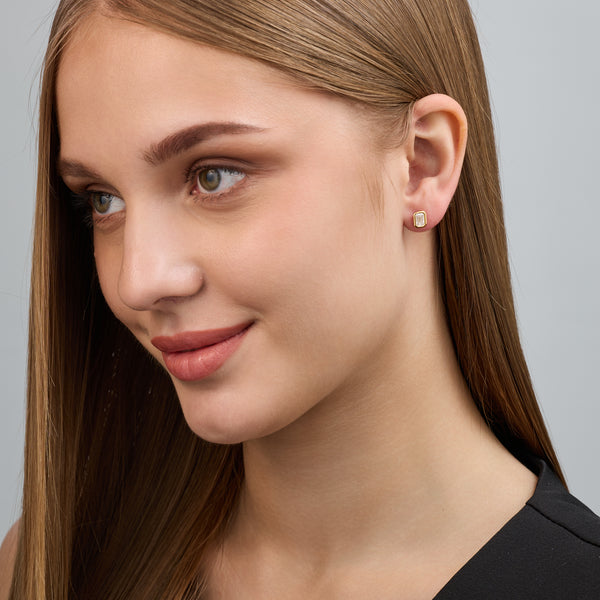 1 Carat Lab-Grown Diamond Emerald-Cut, Bezel-Set Solitaire Studs — GILDED New York