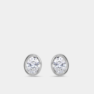 Gilded 1/2 Carat Lab-Grown Diamond Oval-Shaped, Bezel-Set Solitaire Studs