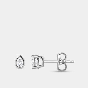 Gilded 1/2 Carat Lab-Grown Diamond Pear-Shaped, Bezel-Set Solitaire Studs