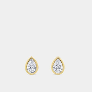 Gilded 1 Carat Lab-Grown Diamond Pear-Shaped, Bezel-Set Solitaire Studs