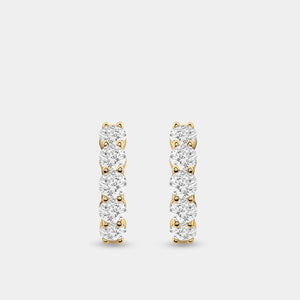 Gilded 2 Carat Lab-Grown Diamond Round-Shaped Fancy Five-Stone Hoops