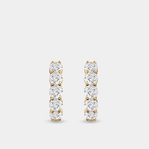 2 Carat Lab-Grown Diamond Round-Shaped Fancy Five-Stone Hoops — GILDED New York
