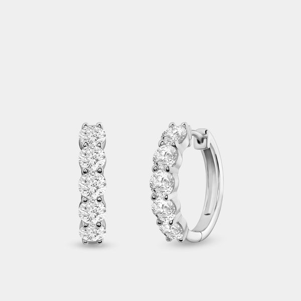 2 Carat Lab-Grown Diamond Round-Shaped Fancy Five-Stone Hoops — GILDED New York