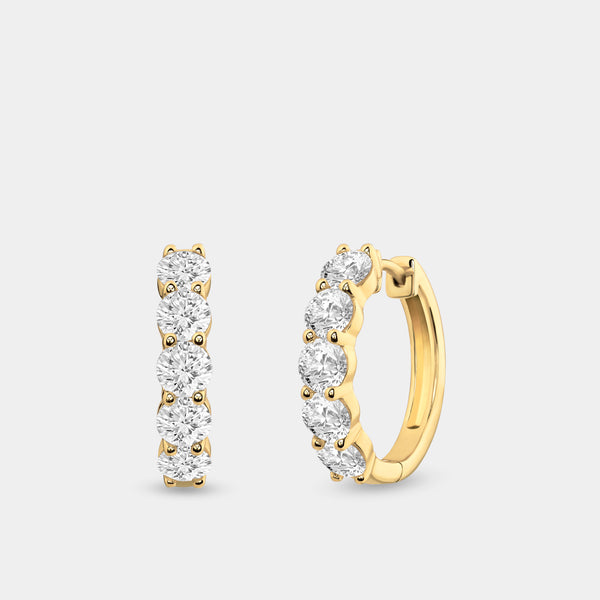 2 Carat Lab-Grown Diamond Round-Shaped Fancy Five-Stone Hoops — GILDED New York