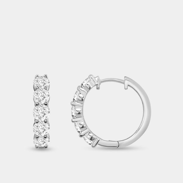 2 Carat Lab-Grown Diamond Round-Shaped Fancy Five-Stone Hoops — GILDED New York