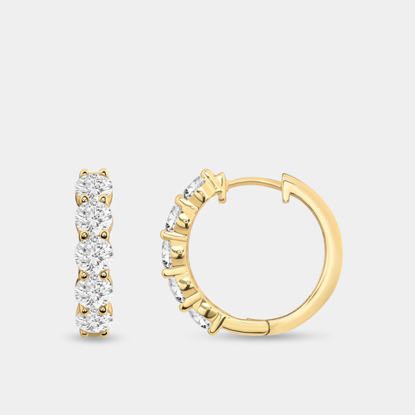 2 Carat Lab-Grown Diamond Round-Shaped Fancy Five-Stone Hoops — GILDED New York