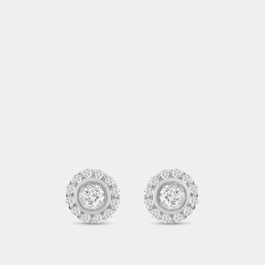 Gilded 1/2 Carat Lab-Grown Diamond Round-Shaped Stud Plus with a Round Halo