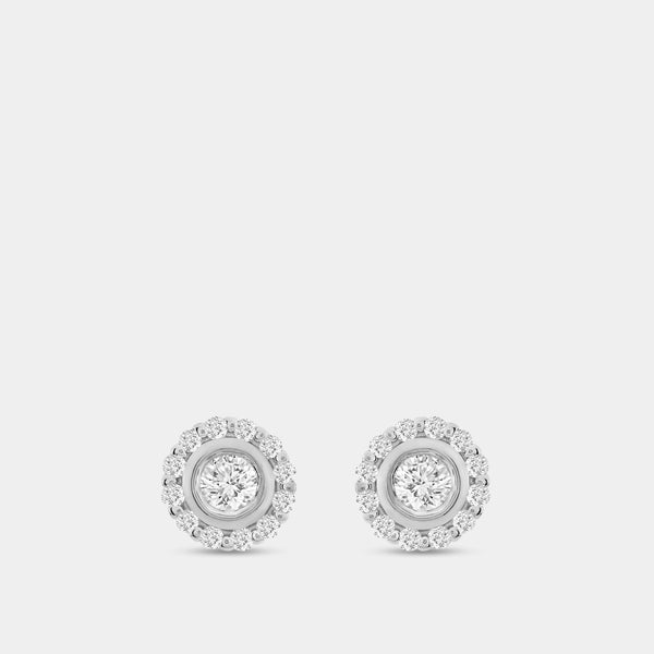 Gilded 1/2 Carat Lab-Grown Diamond Round-Shaped Stud Plus with a Round Halo