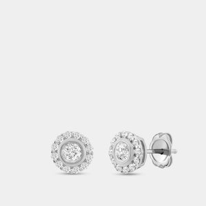 Gilded 1/2 Carat Lab-Grown Diamond Round-Shaped Stud Plus with a Round Halo