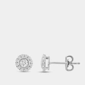 Gilded 1/2 Carat Lab-Grown Diamond Round-Shaped Stud Plus with a Round Halo