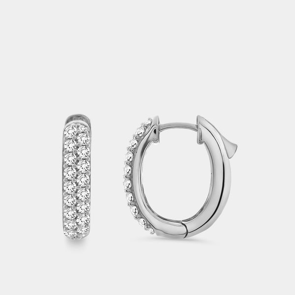 Gilded 1 Carat Lab-Grown Diamond Pavé Oval-Shaped Huggie Hoops