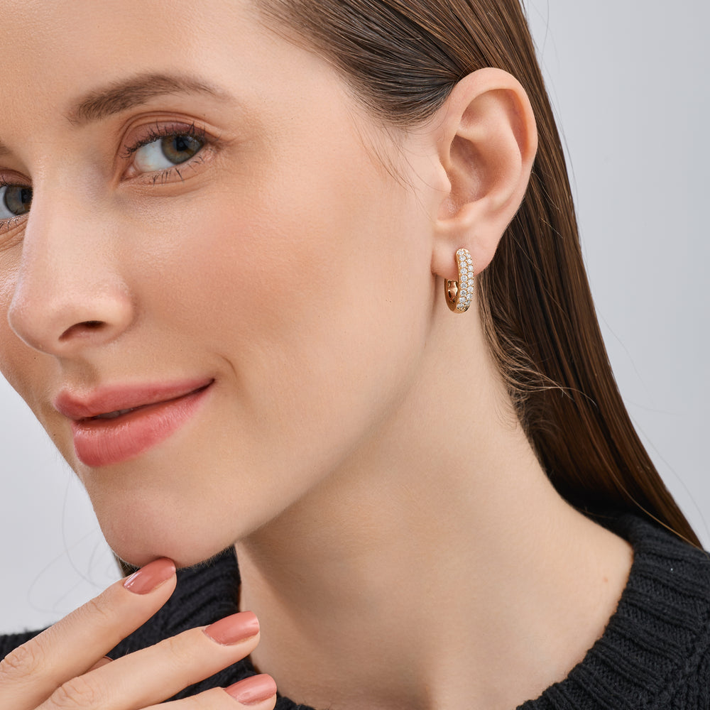 Gilded 1 Carat Lab-Grown Diamond Pavé Oval-Shaped Huggie Hoops