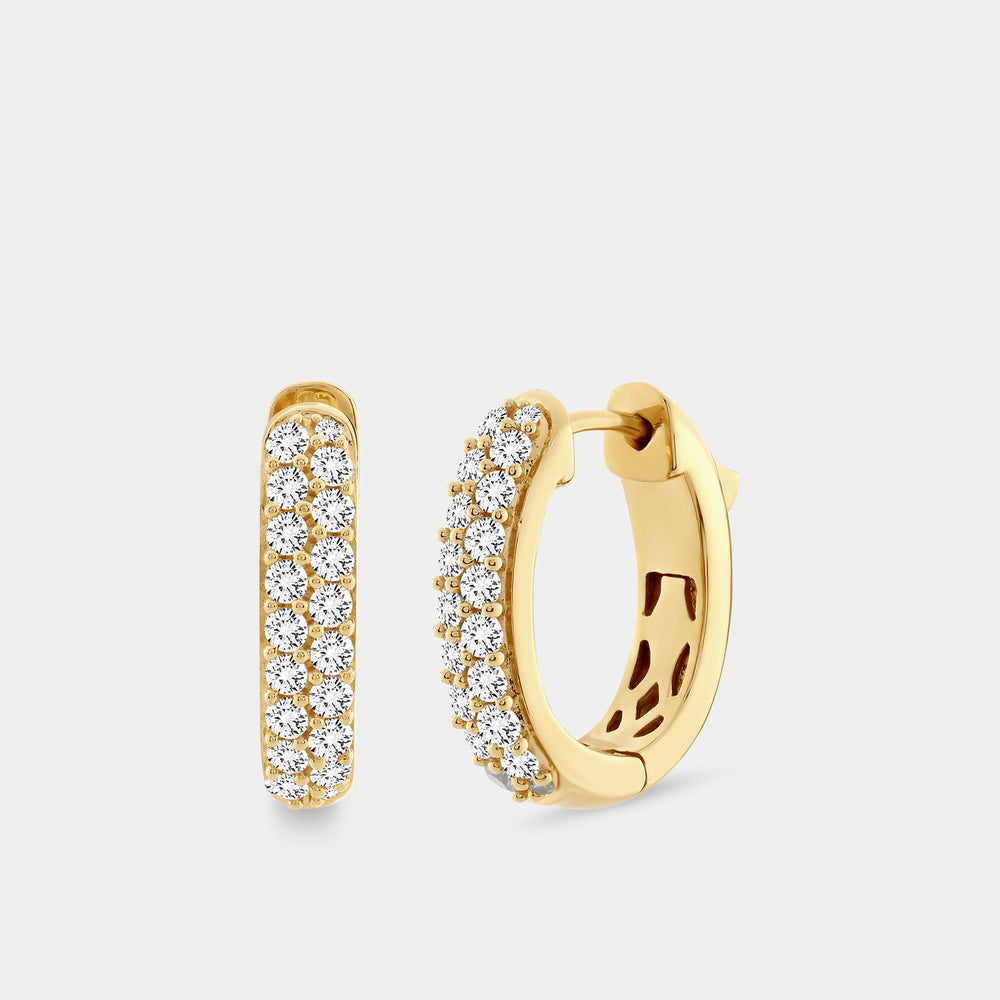 Gilded 1 Carat Lab-Grown Diamond Pavé Oval-Shaped Huggie Hoops