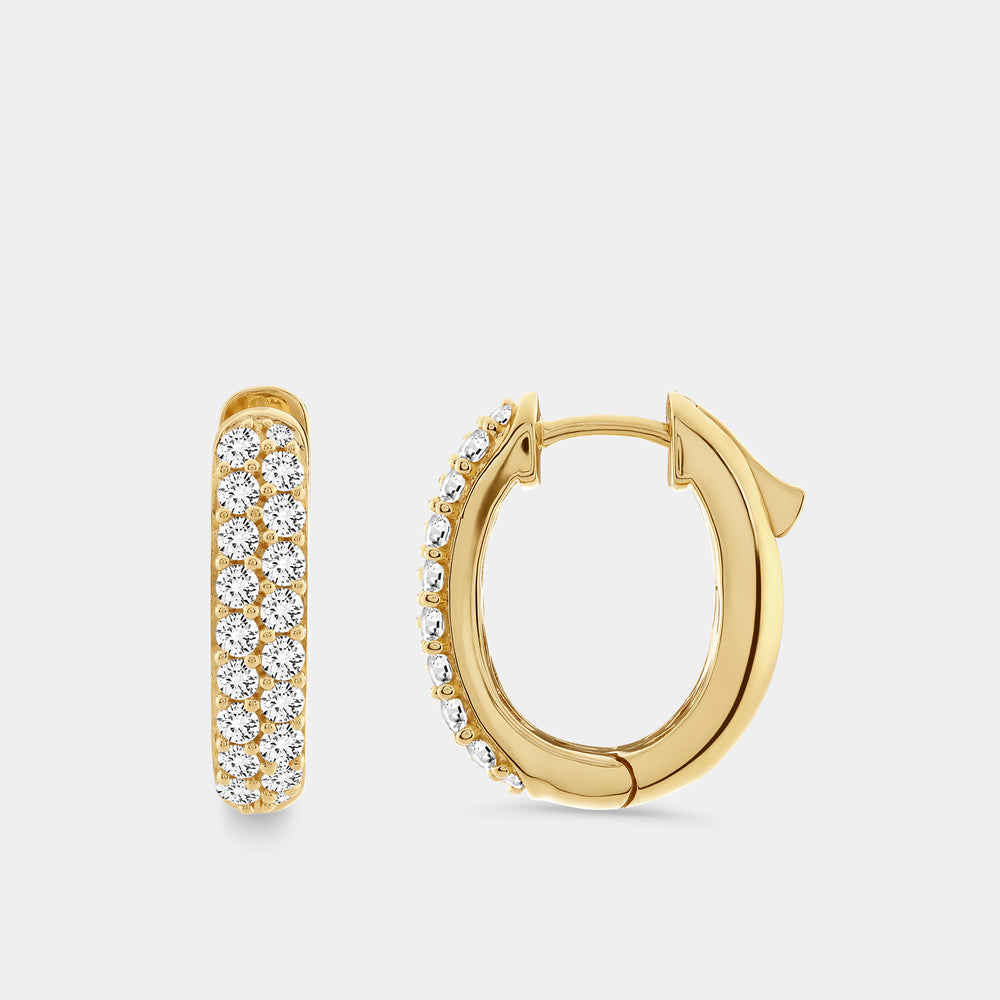 Gilded 1 Carat Lab-Grown Diamond Pavé Oval-Shaped Huggie Hoops
