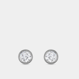 Gilded 1 Carat Lab-Grown Diamond Round-Shaped, Bezel-Set Solitaire Studs