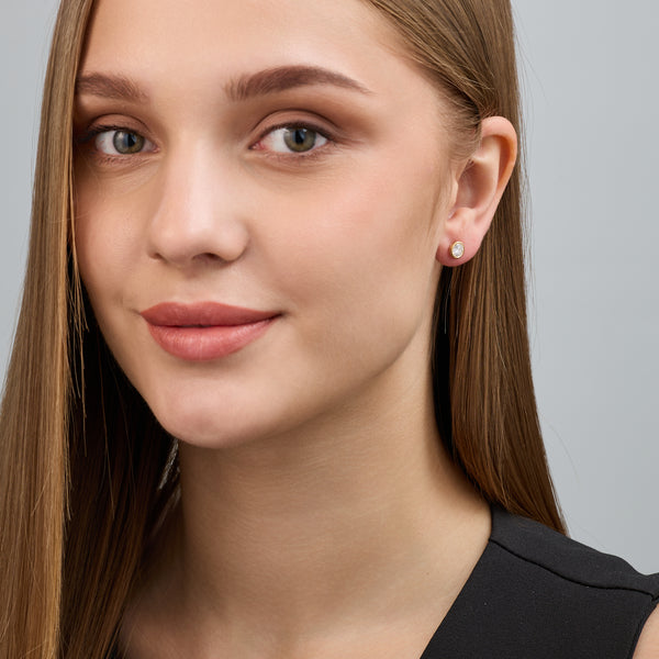 1 Carat Lab-Grown Diamond Round-Shaped, Bezel-Set Solitaire Studs — GILDED New York