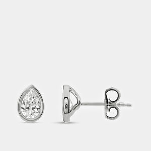 Gilded 3/4 Carat Lab-Grown Diamond Pear-Shaped, Bezel-Set Solitaire Studs