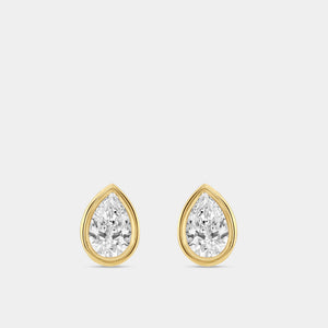 Gilded 3/4 Carat Lab-Grown Diamond Pear-Shaped, Bezel-Set Solitaire Studs