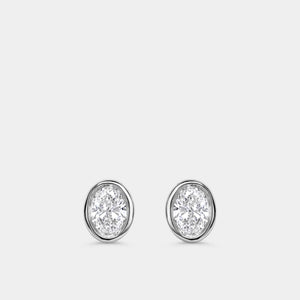 Gilded 3/4 Carat Lab-Grown Diamond Oval-Shaped, Bezel-Set Solitaire Studs