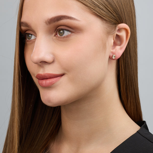 3/4 Carat Lab-Grown Diamond Emerald-Cut, Bezel-Set Solitaire Studs — GILDED New York