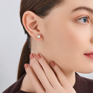 Gilded 2 Carat Lab-Grown Diamond Princess-Cut, Bezel-Set Solitaire Studs