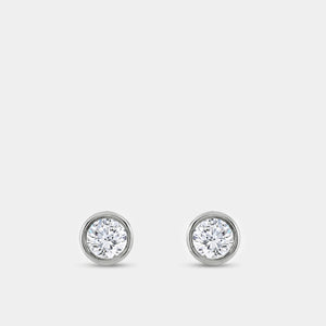 Gilded 2 Carat Lab-Grown Diamond Round-Shaped, Bezel-Set Solitaire Studs