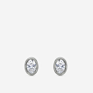 Gilded 2 Carat Lab-Grown Diamond Oval-Shaped, Bezel-Set Solitaire Studs